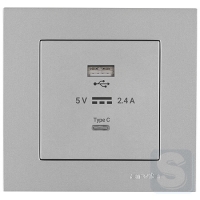 Розетка USB-A + USB-C 5V-2.4A Arvia Electric KAREN Срібло (20 03 2000 304)